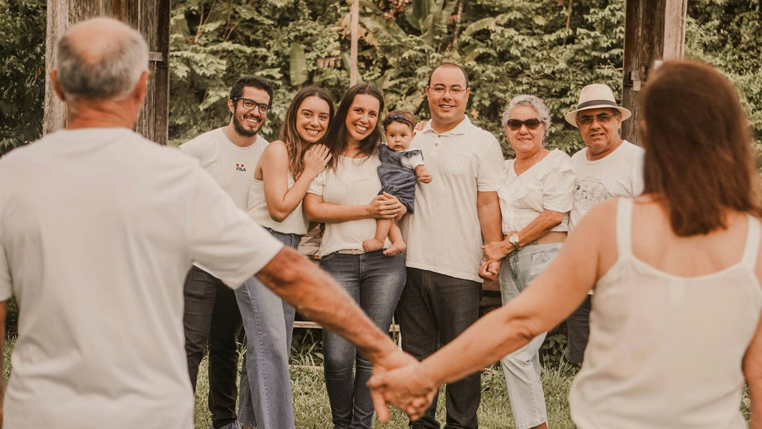 A family sharing a group hug