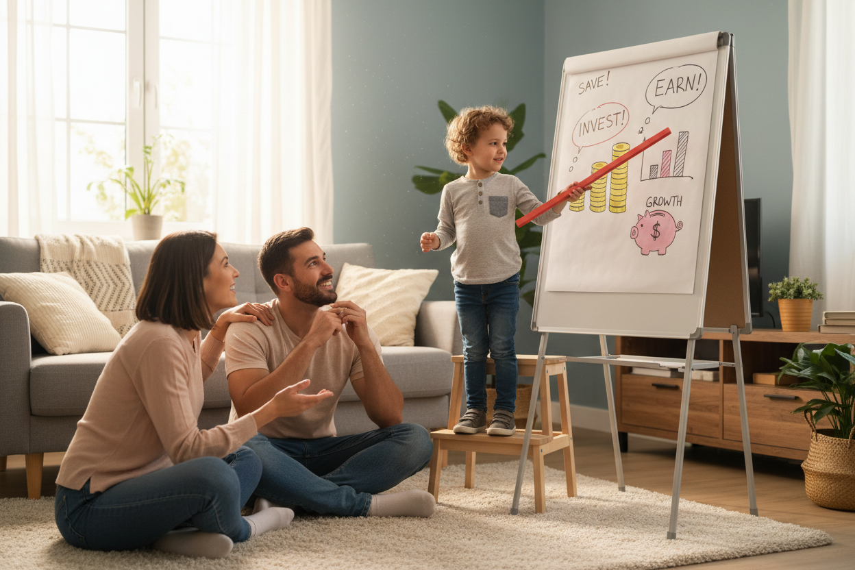 Child teaching parents finance