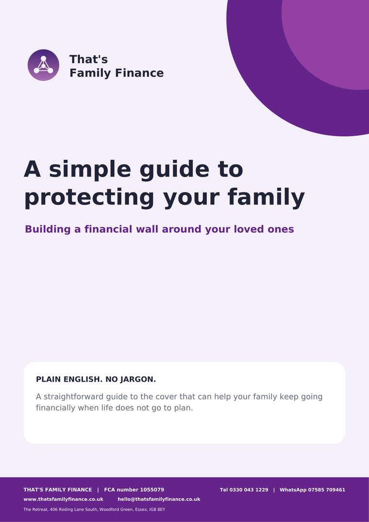 Cover of A Simple Guide to Protecting Your Family, a free guide from That’s Family Finance