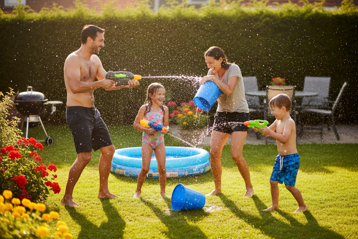 water fight family